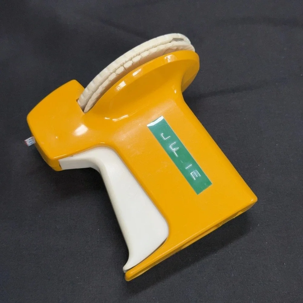 Vintage Rotex 3/8in Embossing Label Maker Yellow Handheld USA Primark Tape Gun